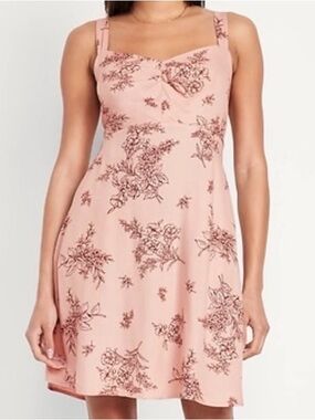 Floral Mini Dress with Sweetheart Neckline, dusty pink NWOT